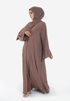 Mocha Embellished Abaya - Side