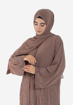 Mocha Embellished Abaya - Details