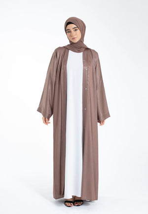 Mocha Shimmer Open Abaya