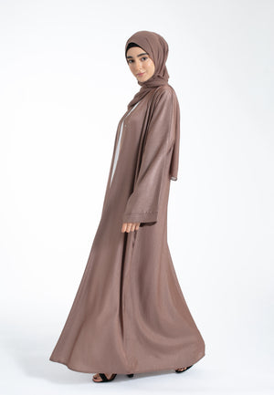 Mocha Shimmer Open Abaya