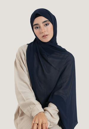 Navy Crepe Chiffon Hijab