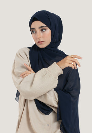 Navy Crepe Chiffon Hijab