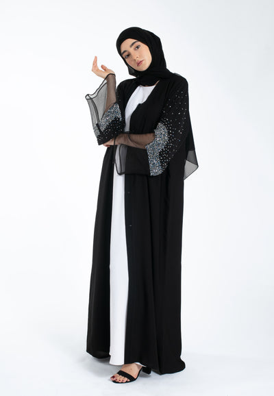 Black-Abaya-Organza-Sleeves