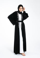 Noir Velvet Kimono Open Abaya