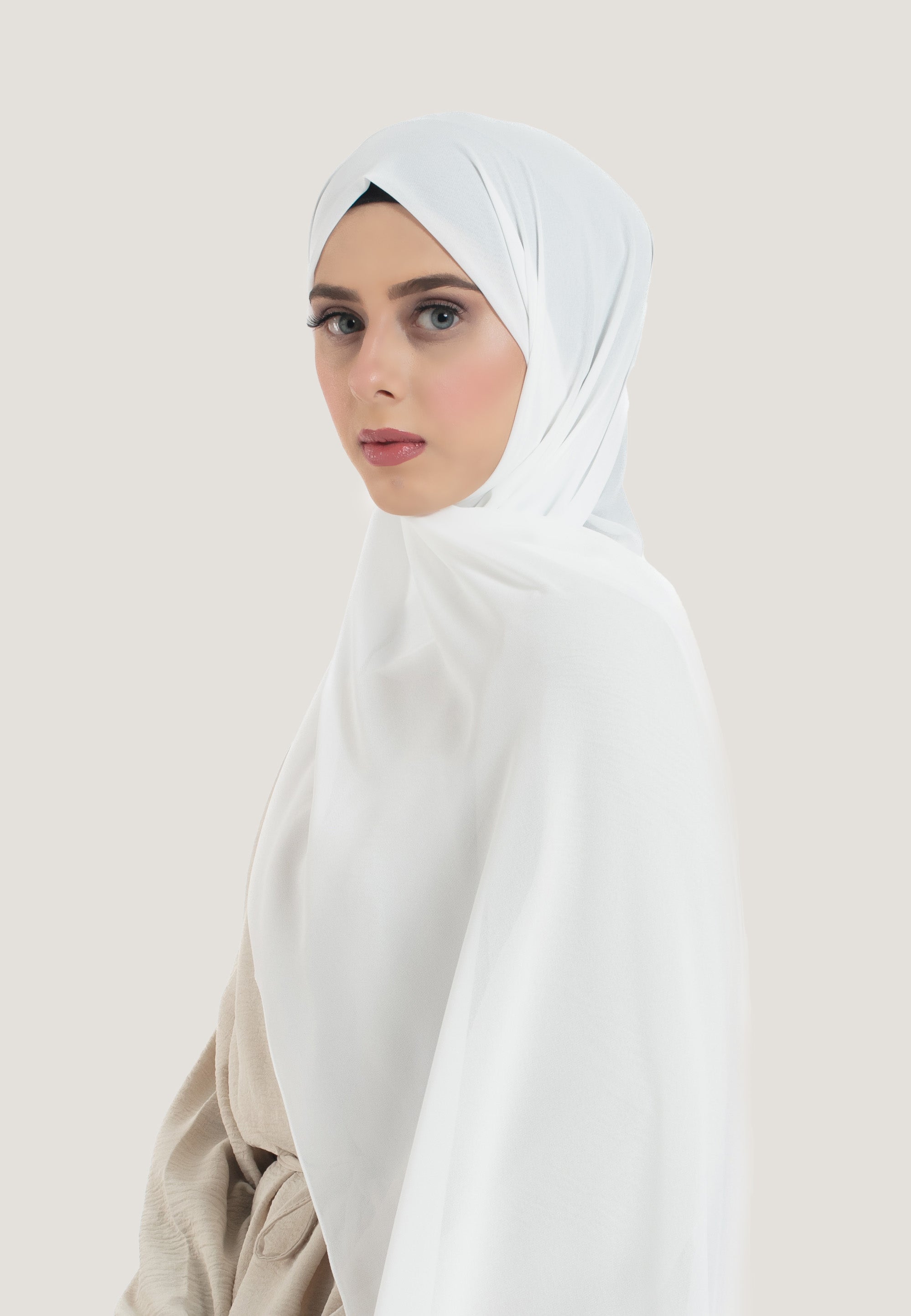 Off-White Crepe Chiffon Hijab