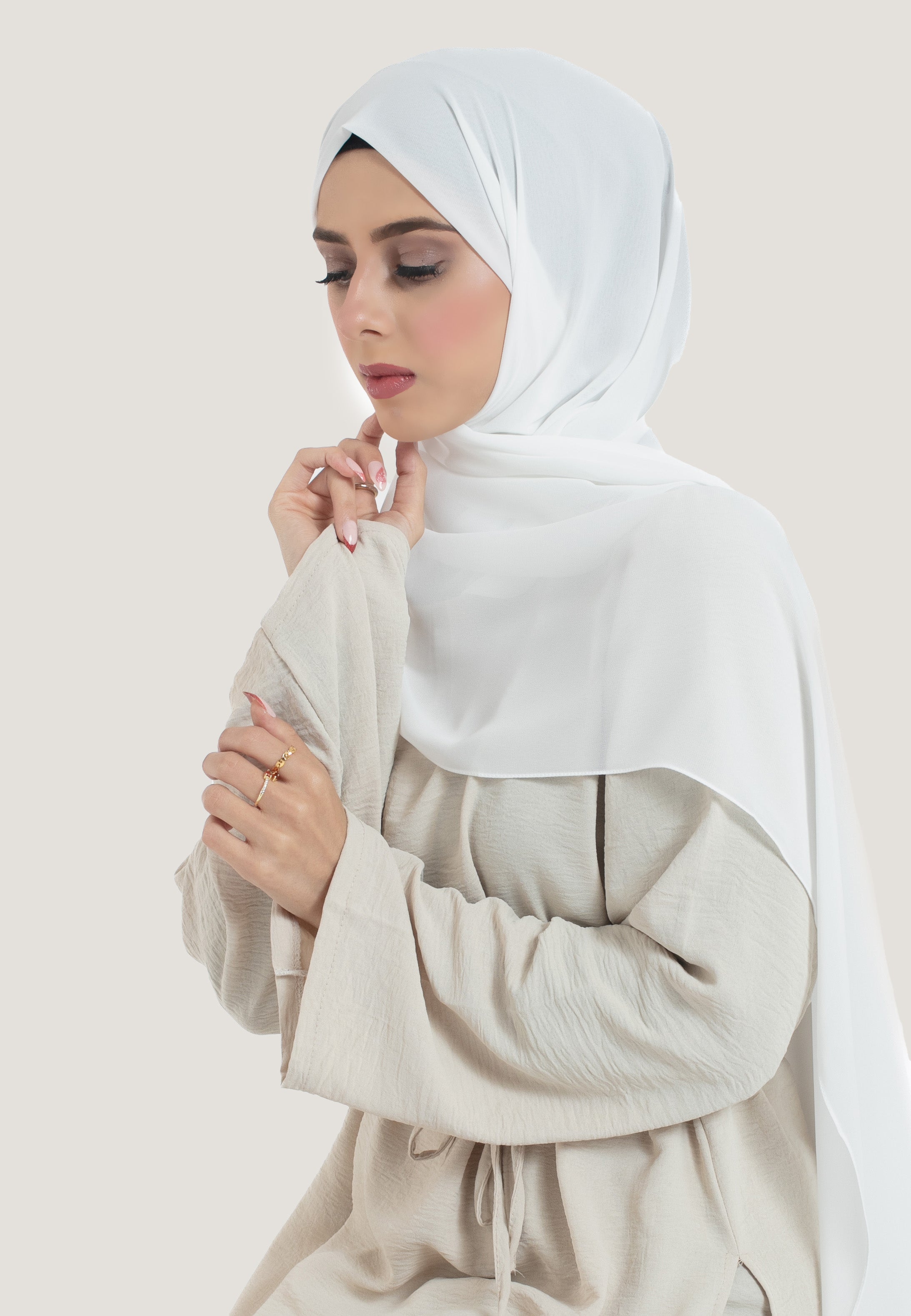 Off-White Crepe Chiffon Hijab