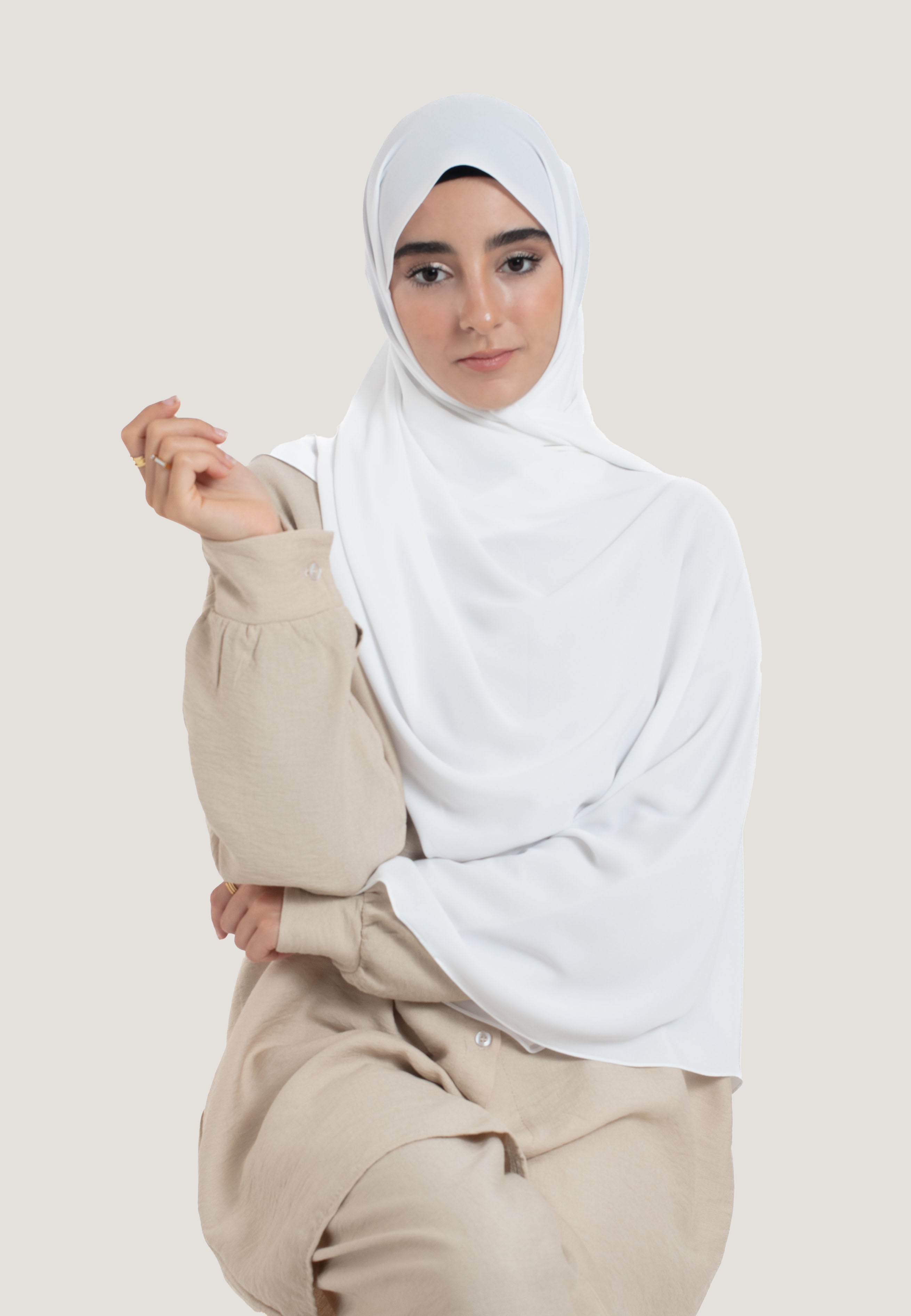 Off-White Georgette Hijab