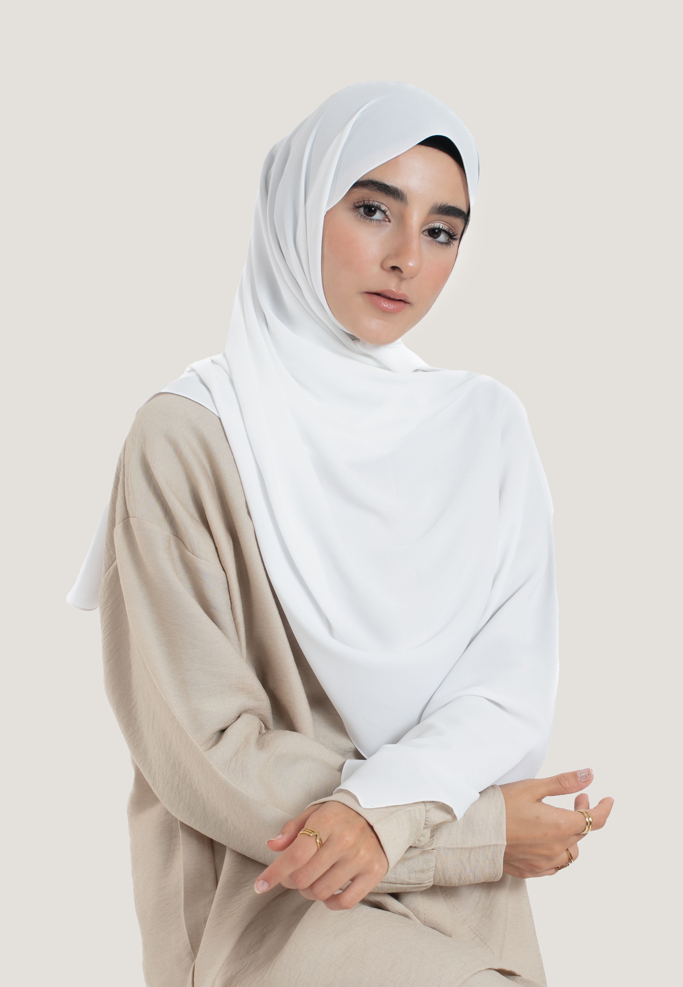 white georgette hijab