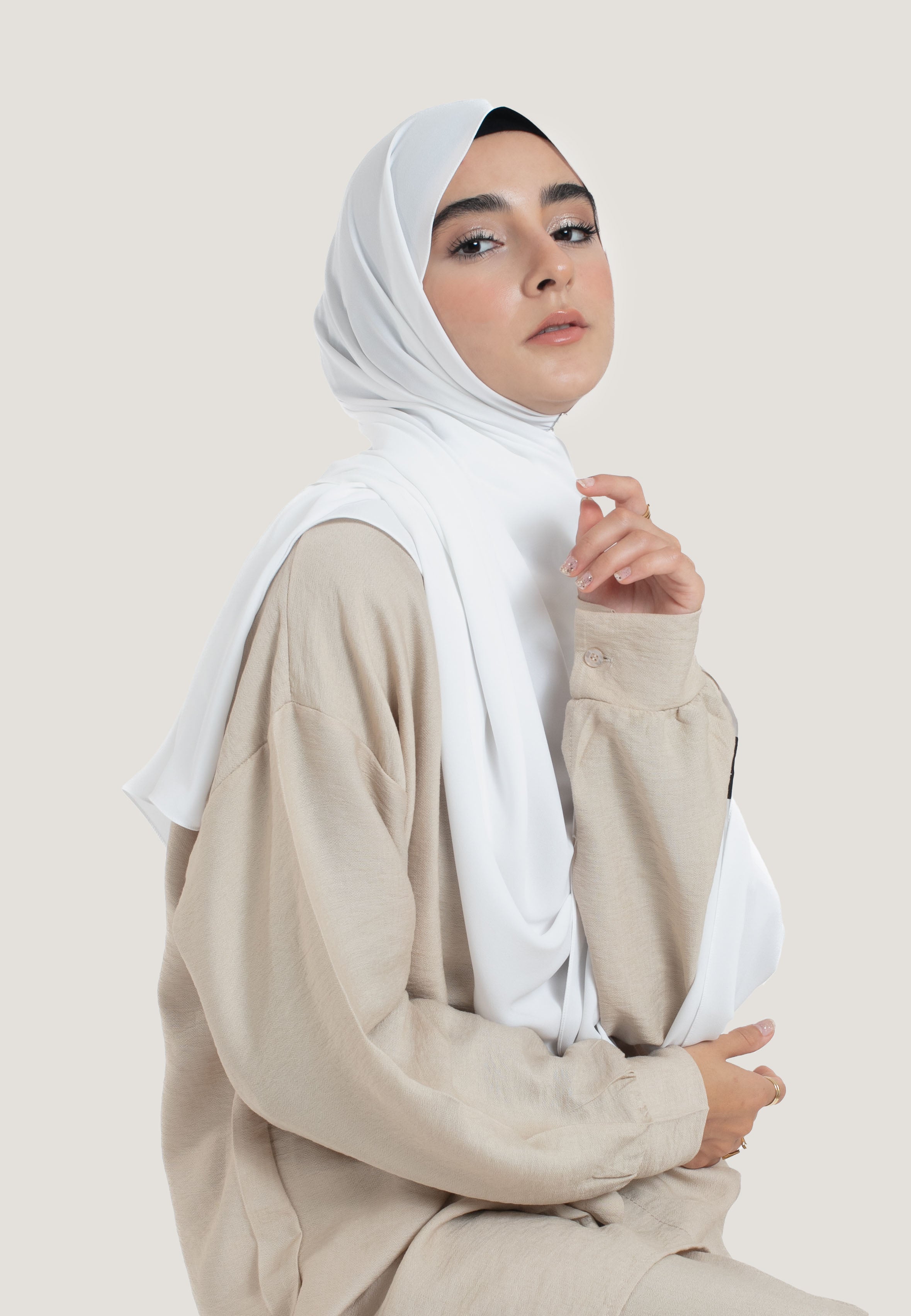 Off-White Georgette Hijab