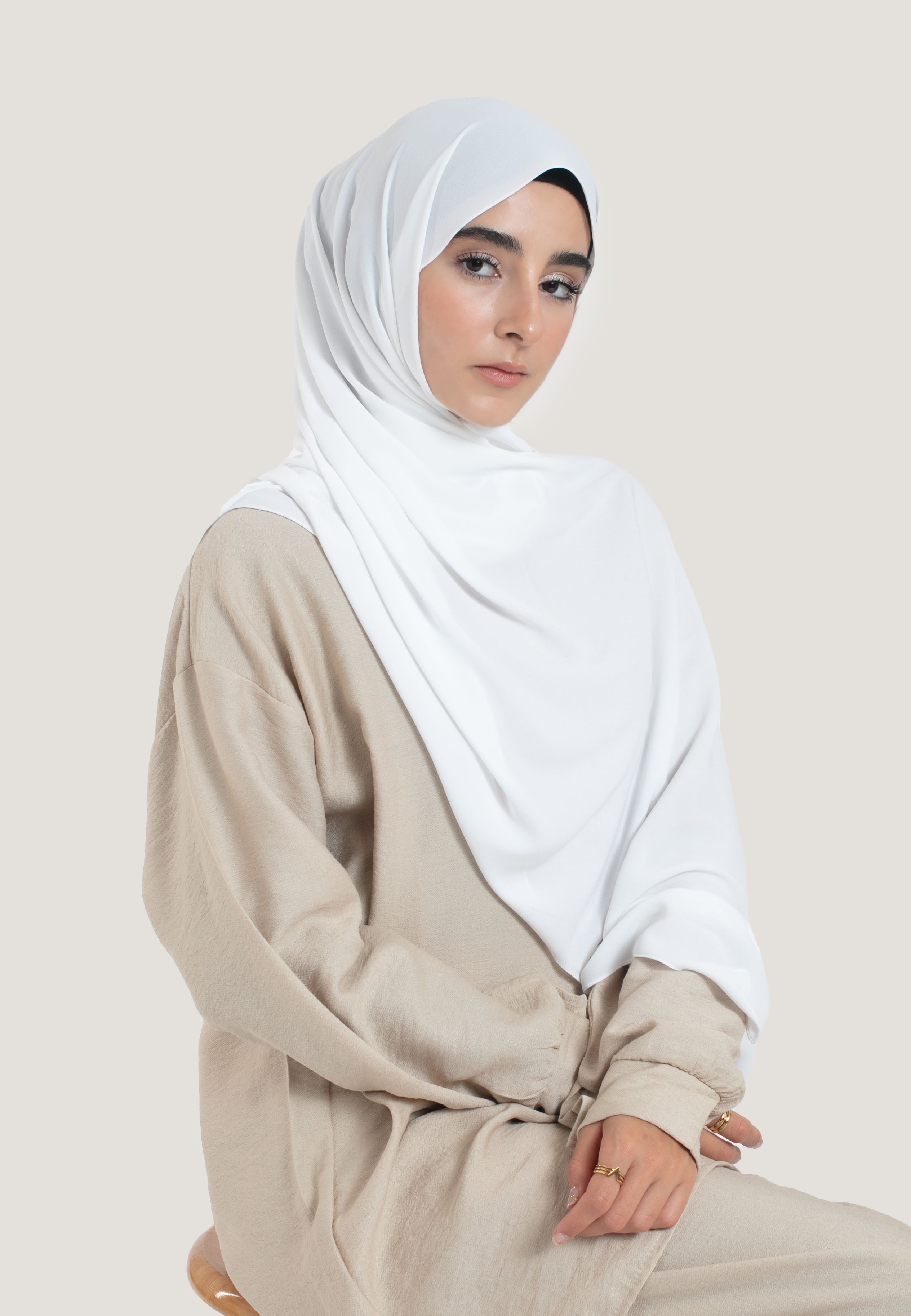 Off-White Georgette Hijab