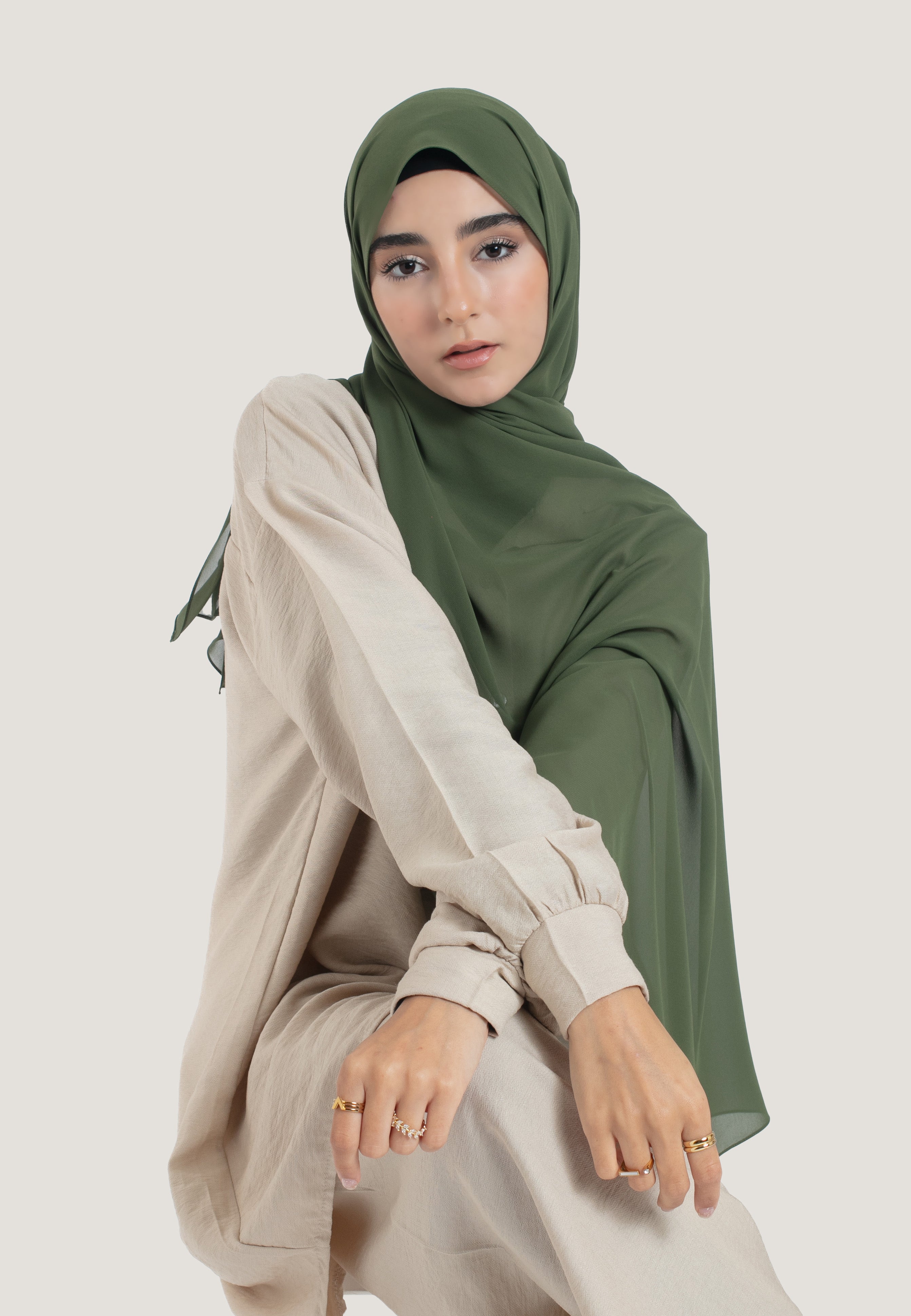 Olive Crepe Chiffon Hijab