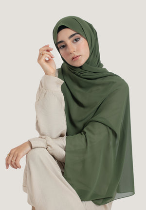 Olive Crepe Chiffon Hijab