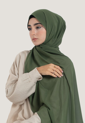 Olive Crepe Chiffon Hijab