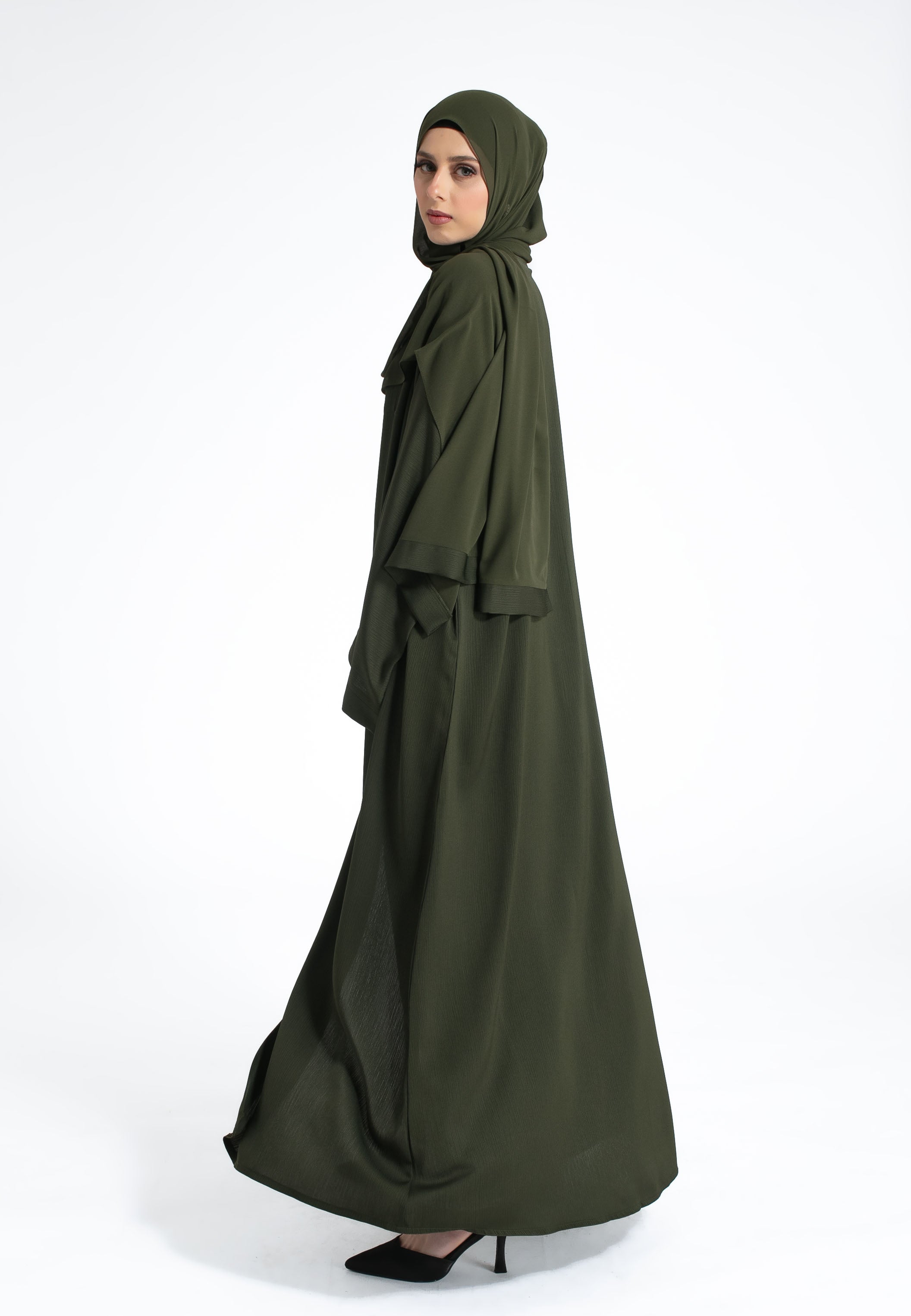 Olive Green Open Abaya