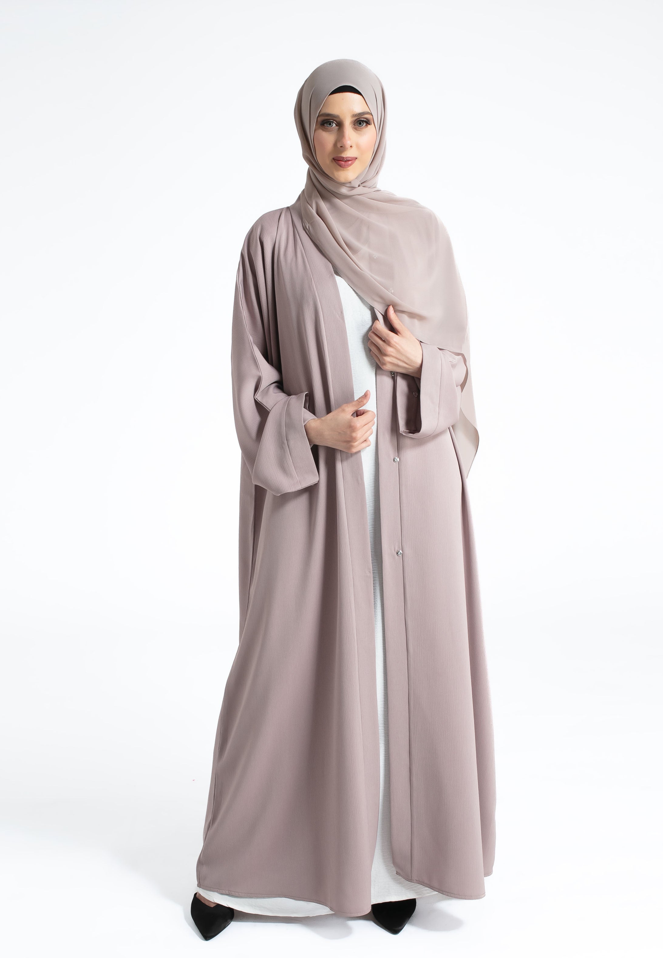 Pastel Mink Open Abaya