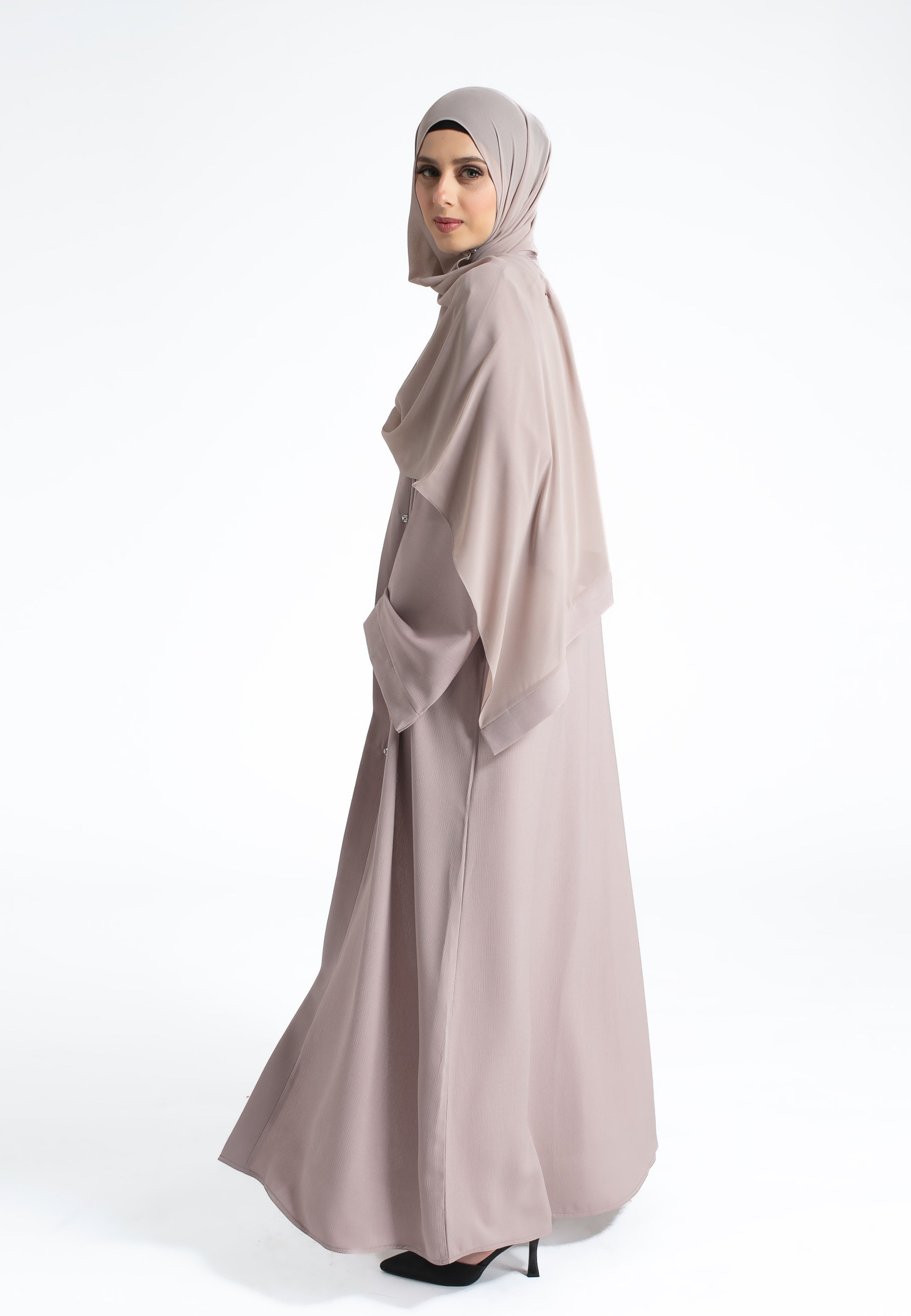 Pastel Mink Open Abaya