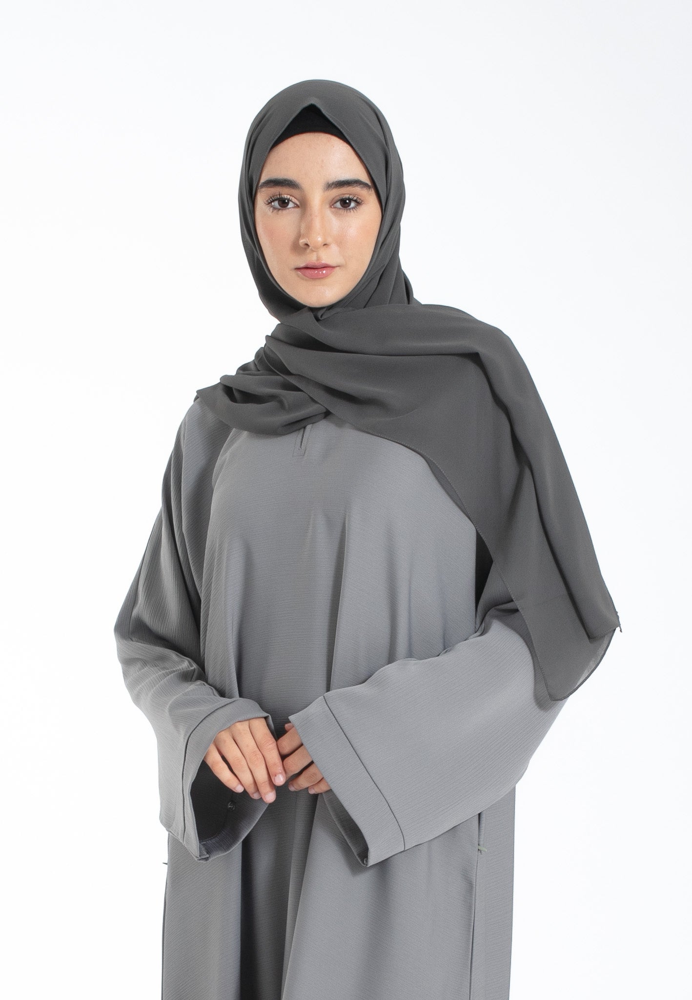 Pebble Grey Pocket Abaya