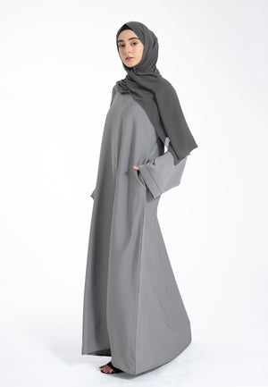 Pebble Grey Pocket Abaya