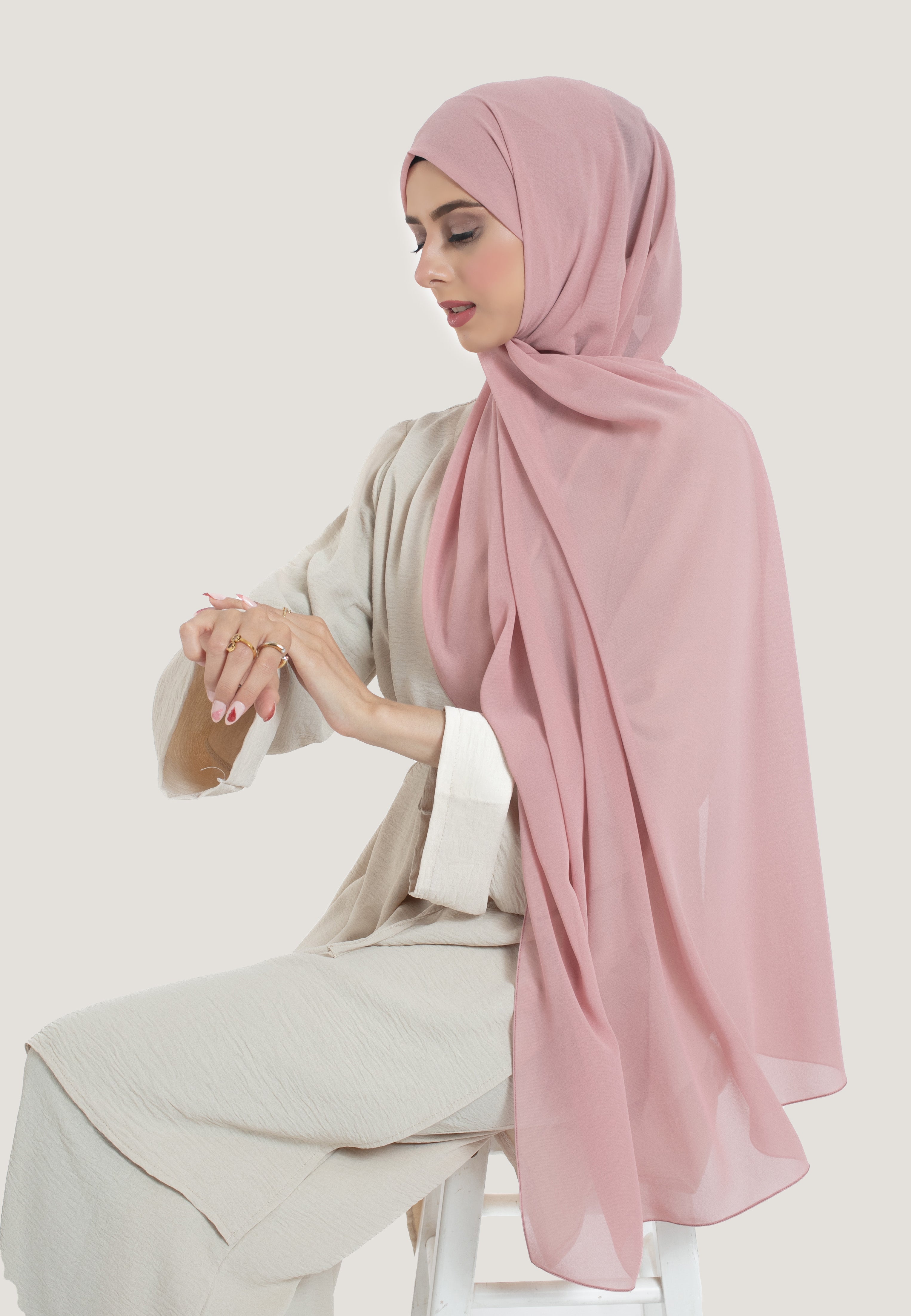 Pink Crepe Chiffon Hijab