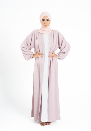 Cuff Sleeves Open Abaya - Baby Pink