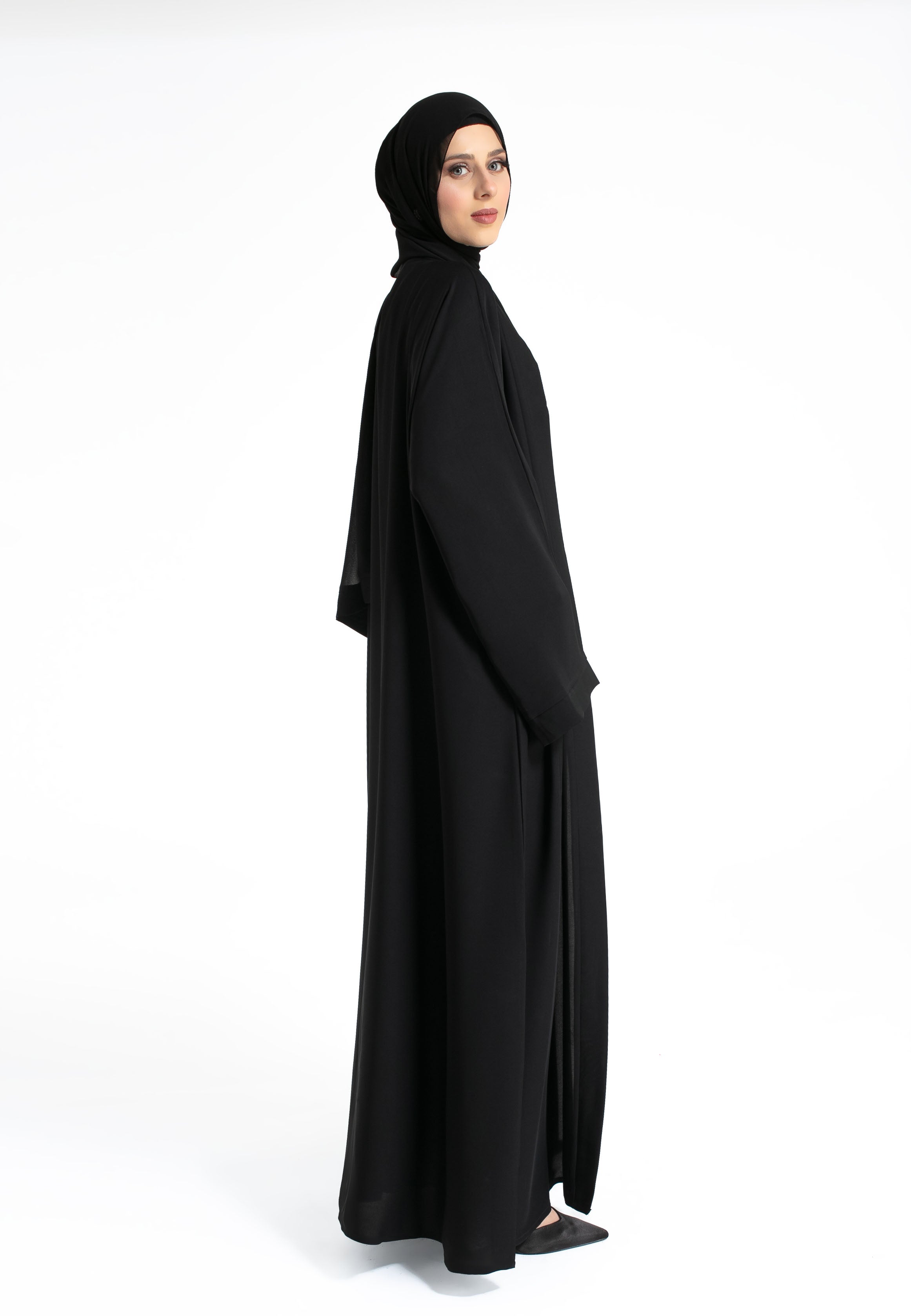 Black Open Abaya Plain