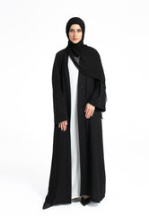 Plain Black Nida Open Abaya