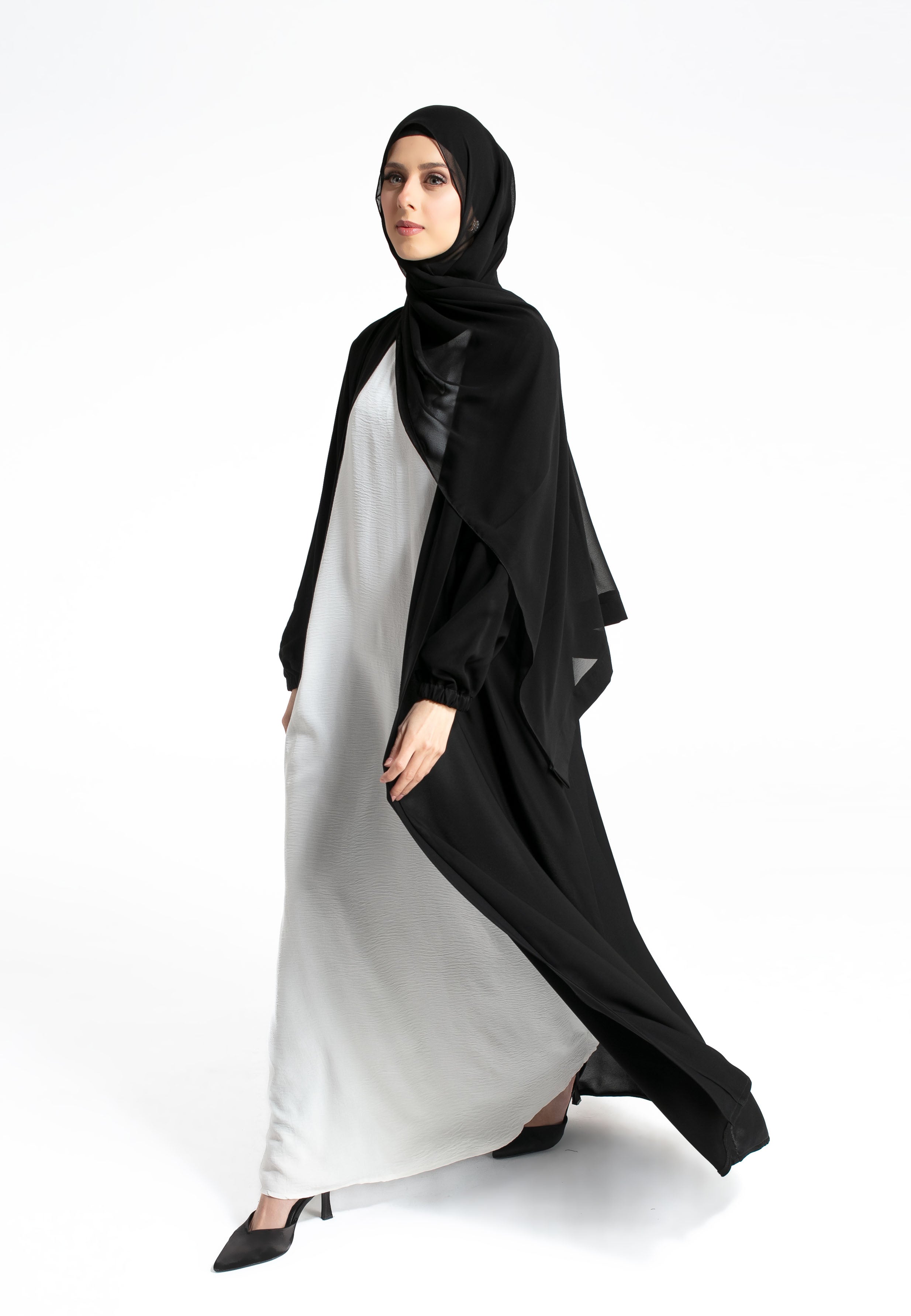 Plain Black Abaya with Cuffed Sleeves