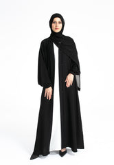 Black Cuff Sleeves Open Abaya