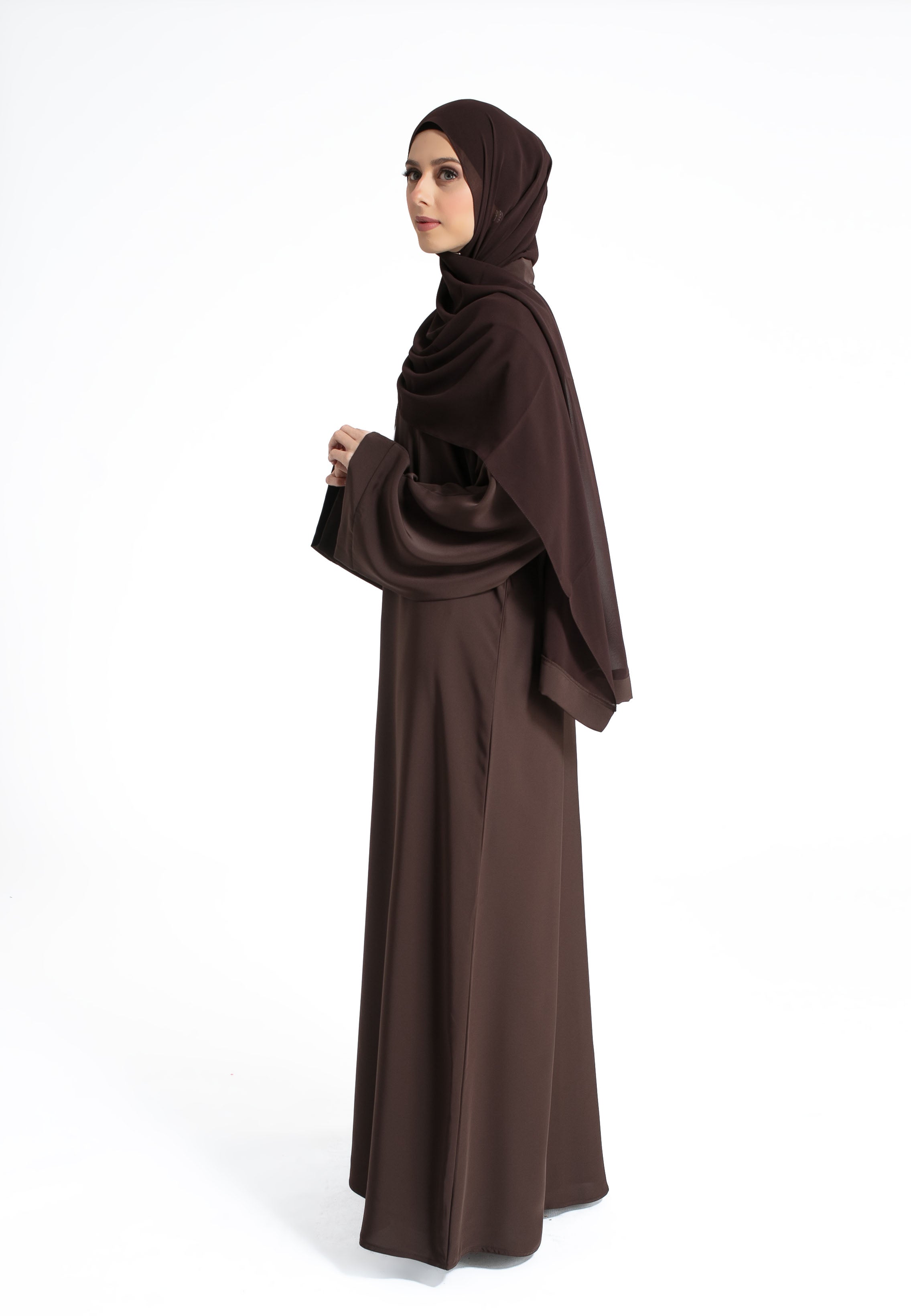 Open Abaya in Brown by Abaya Lounge