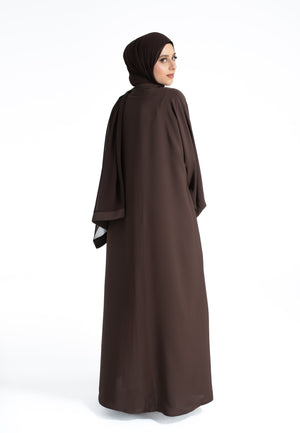 Plain Open Abaya - Brown