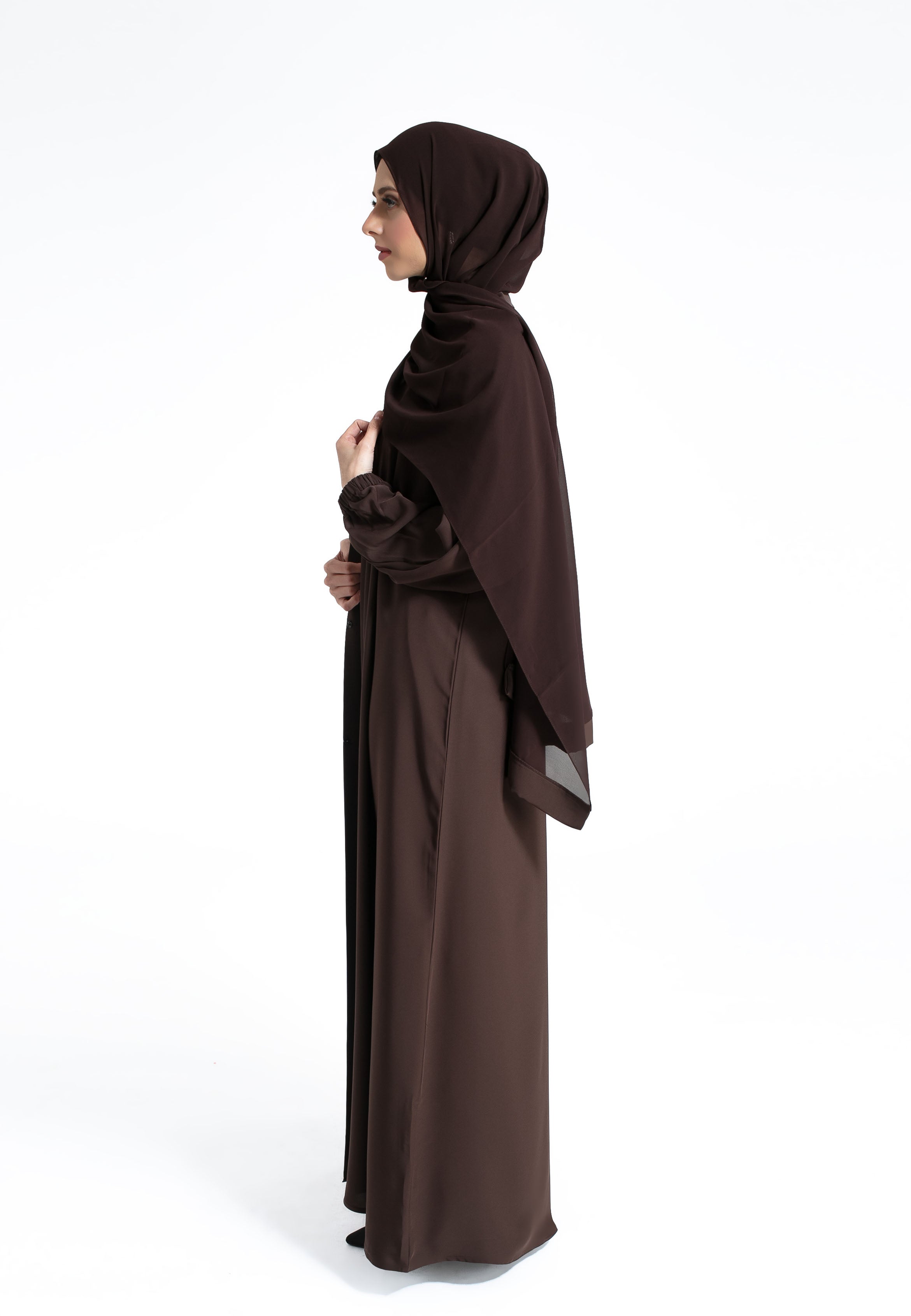 Abaya Lounge Brown Cuff Sleeves Abaya