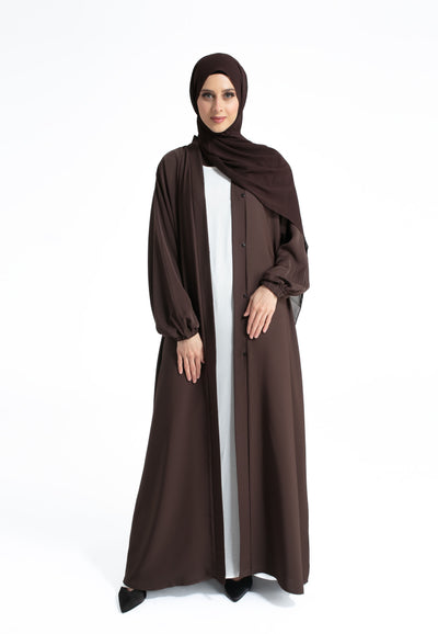 Plain Brown Cuff Sleeves Abaya