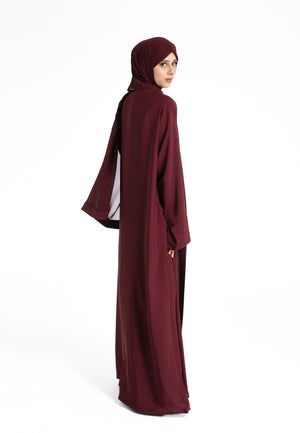 Open Abaya in Burgundy