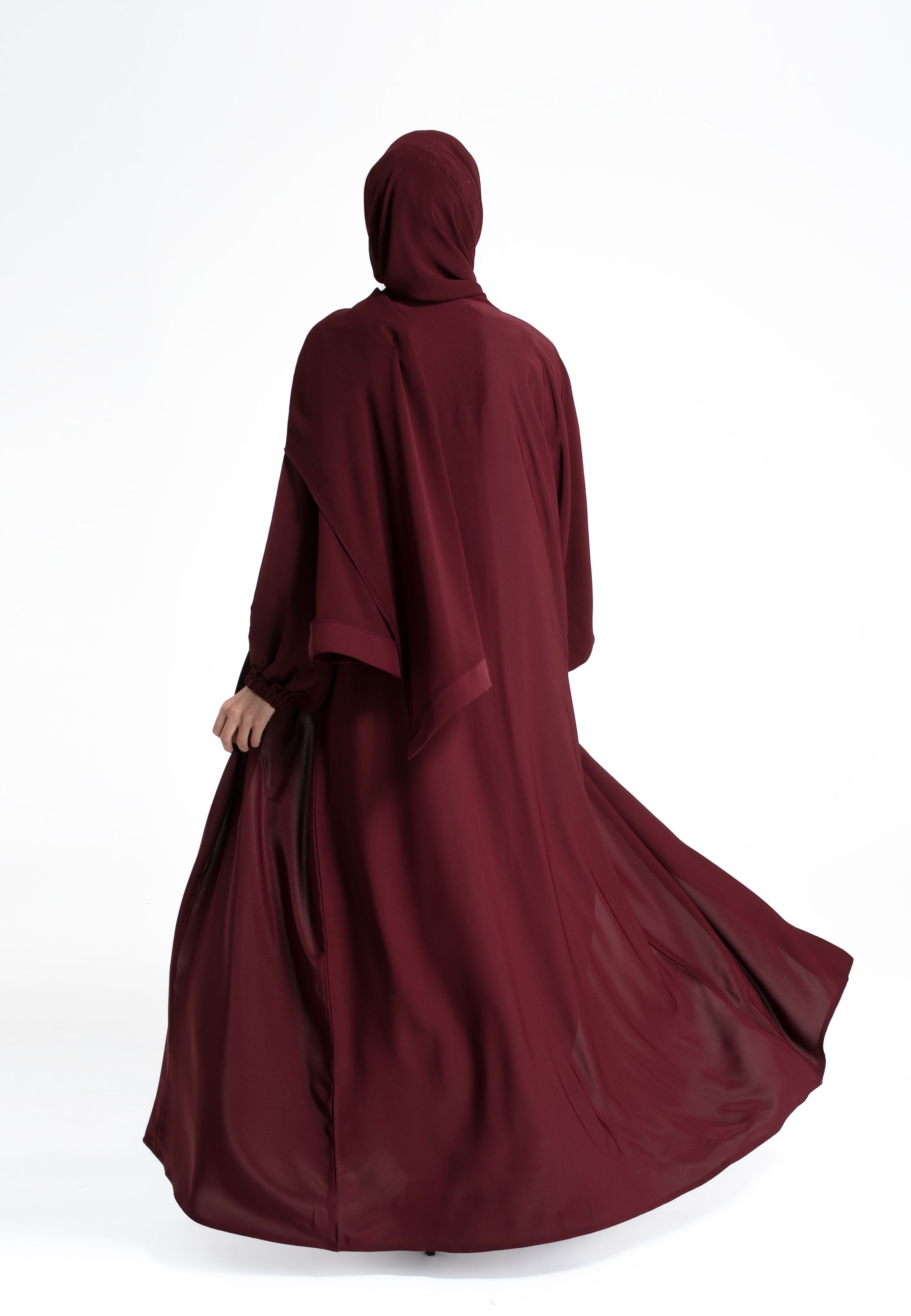 Plain Burgundy Open Abaya