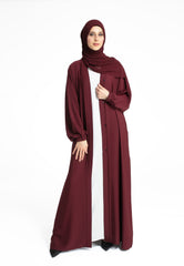 Plain Burgundy Cuff Sleeves Abaya