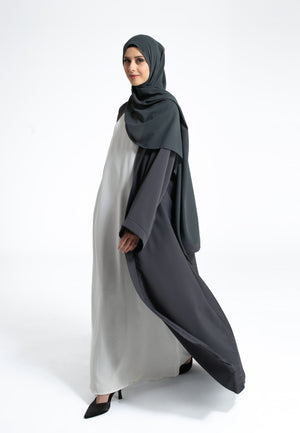 Plain Grey Open Abaya