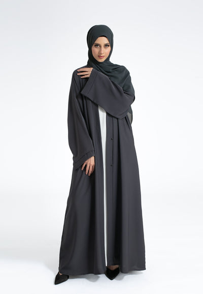 Charcoal grey Open Abaya