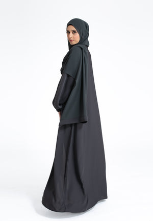 Abaya Lounge Grey Cuff Sleeves Abaya