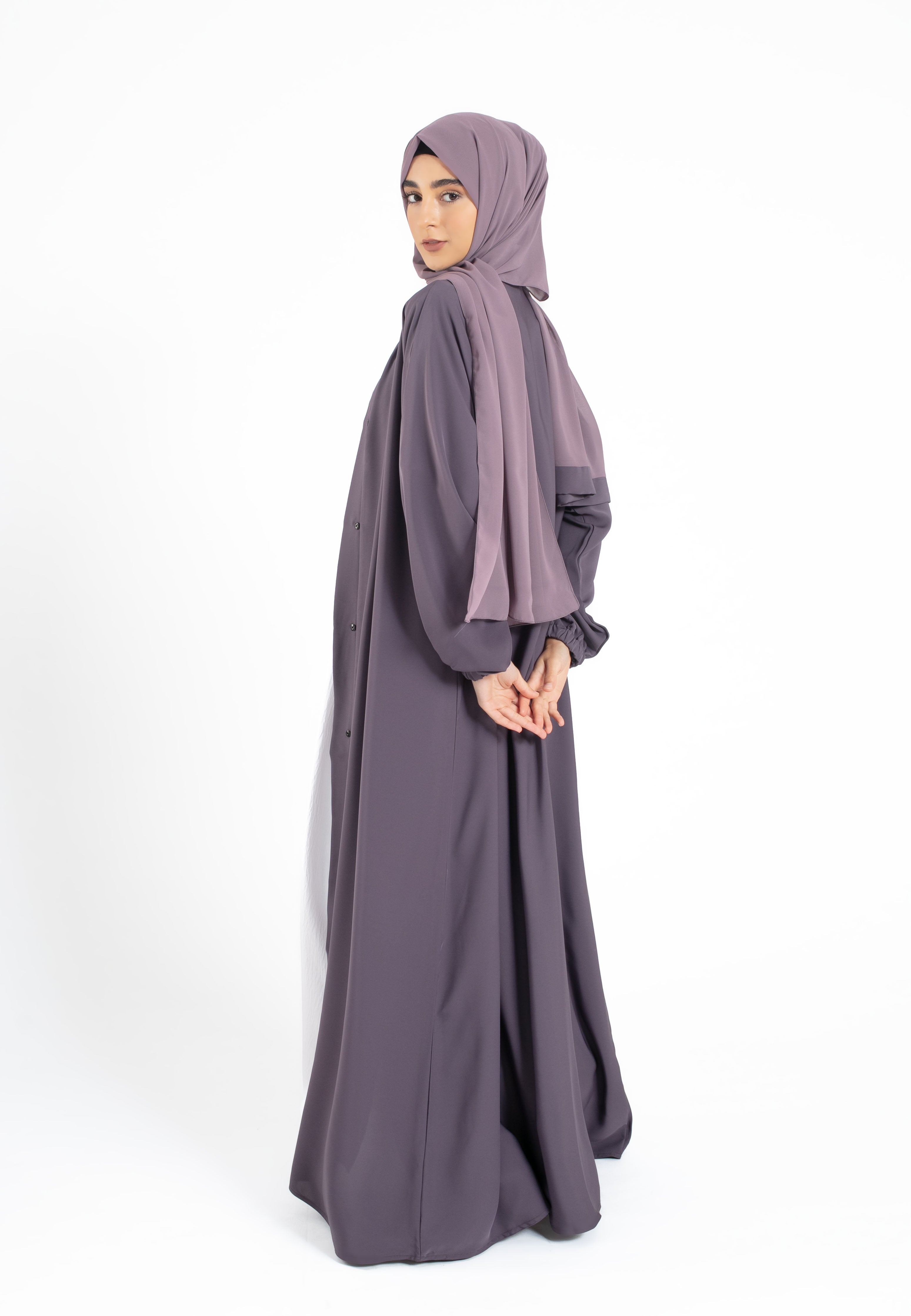 Open Abaya Deep Lilac