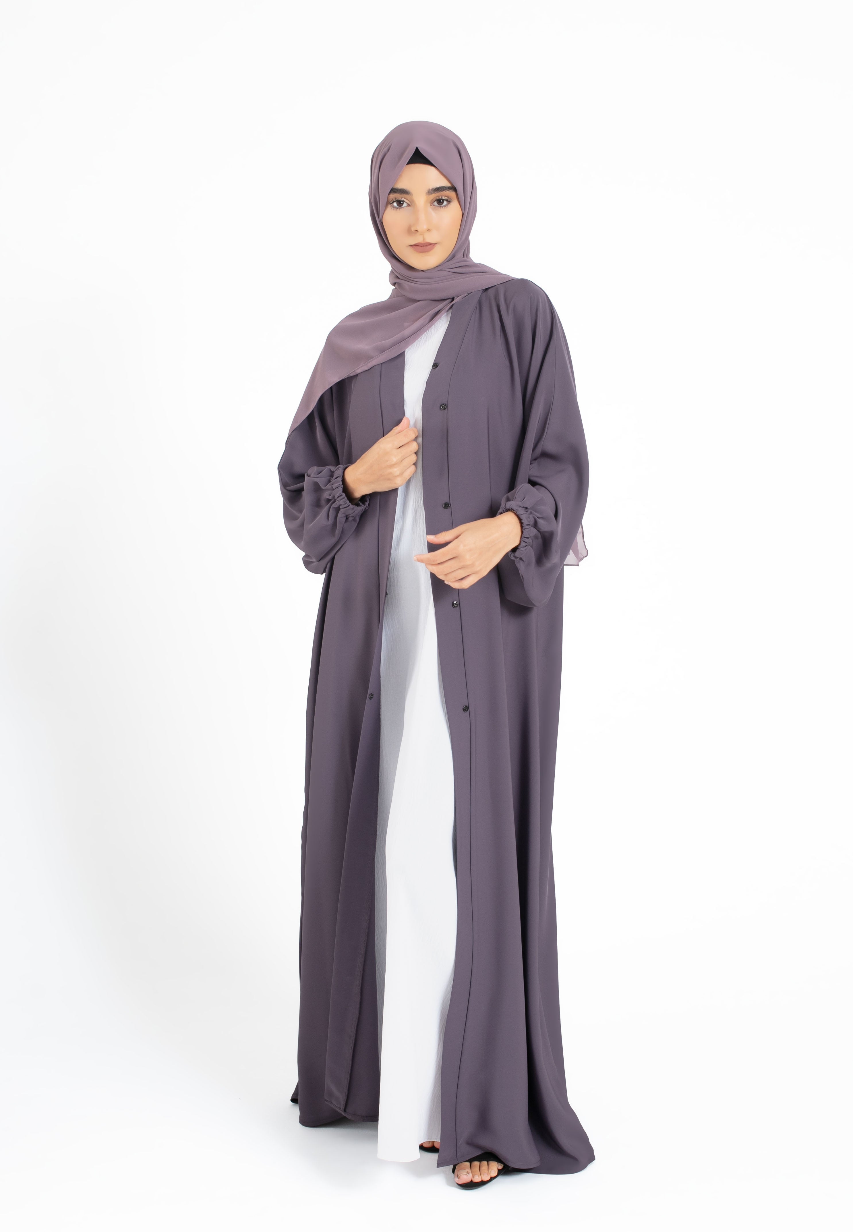 Plain Lilac Open Abaya