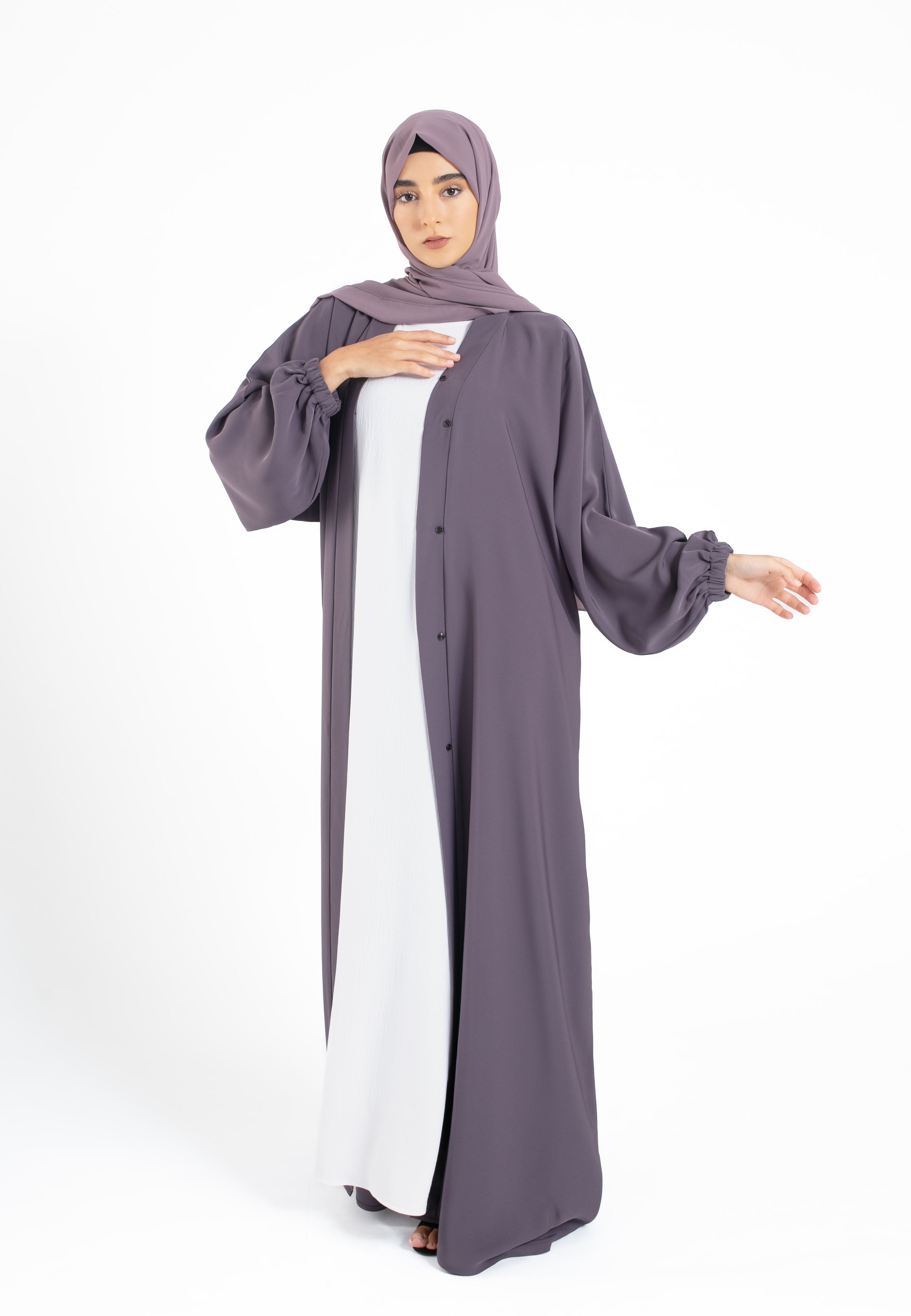 Open Abaya Deep Lilac