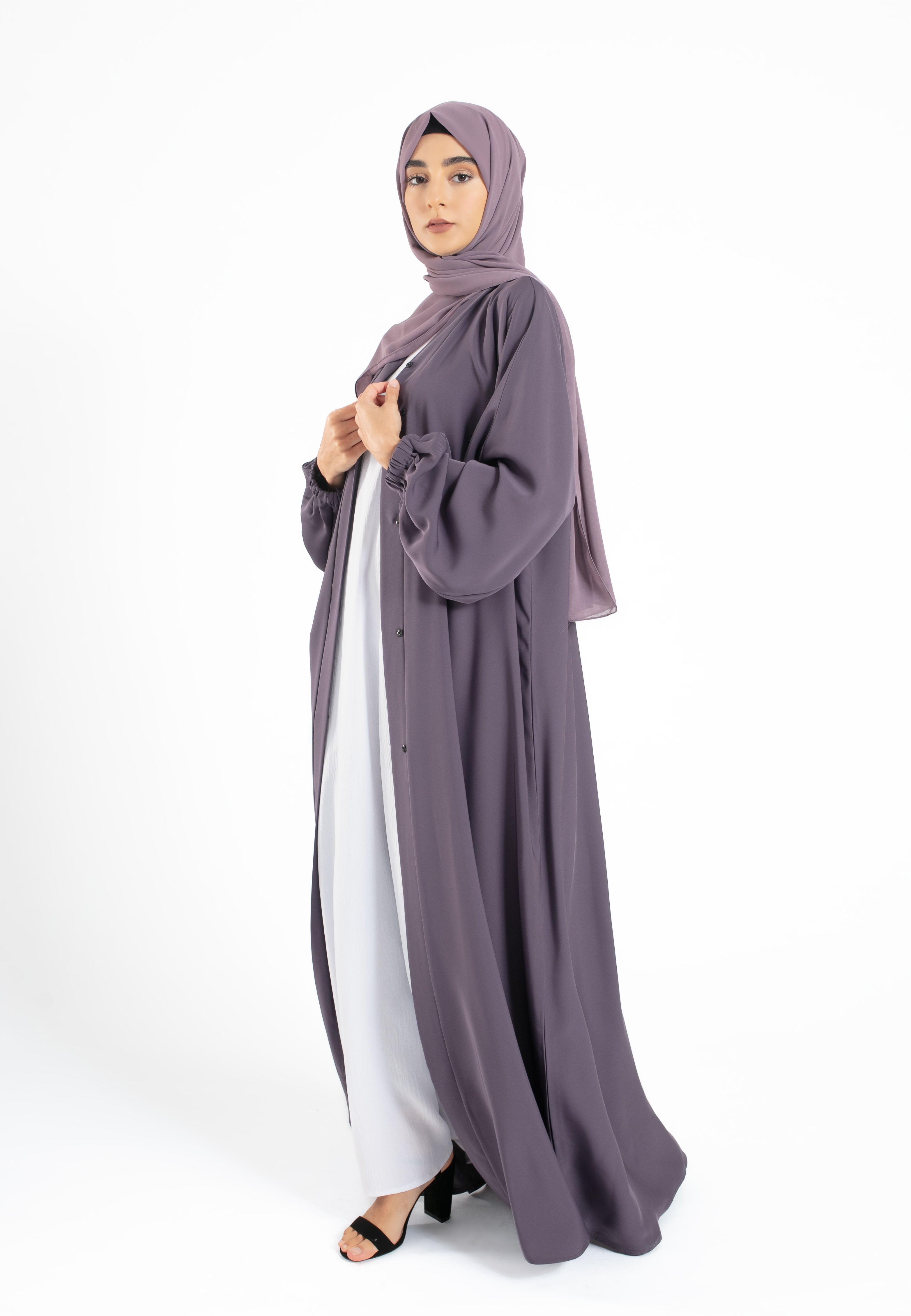 Lilac Plain Open Abaya