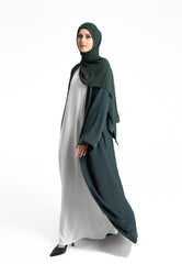 Forest Green Plain Open Abaya