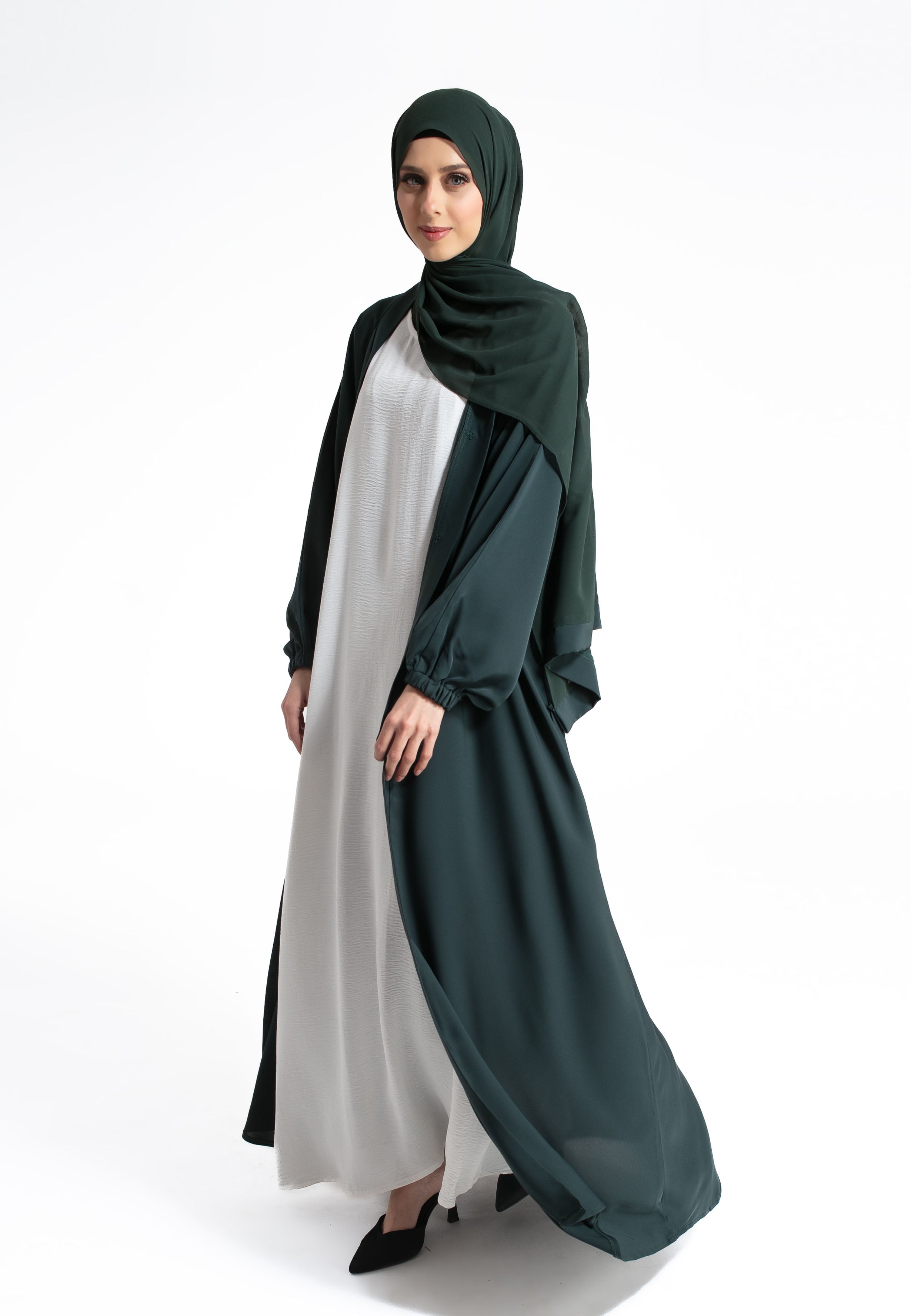 Abaya Lounge Forest Green Open Abaya