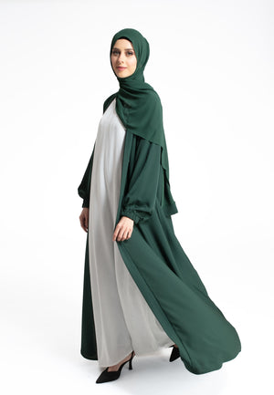 Plain Open Abaya in Green