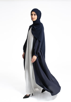 Navy Open Abaya with Cuff Sleeves