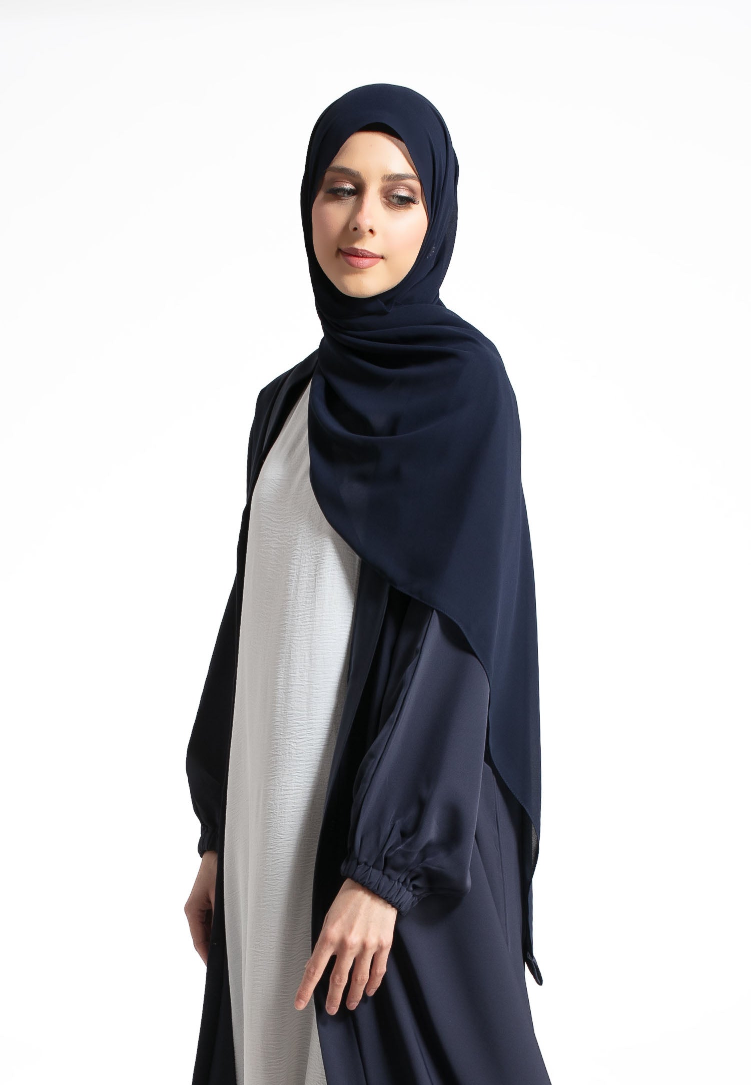 Plain Navy Open Abaya