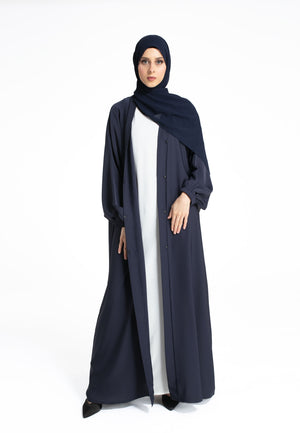 Cuff Sleeves Navy Open Abaya