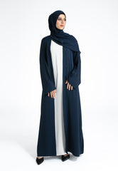 Plain Navy Textured Open Abaya