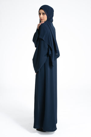 Plain Navy Textured Open Abaya